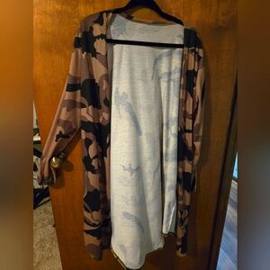 Camouflage Open Front Cardigan